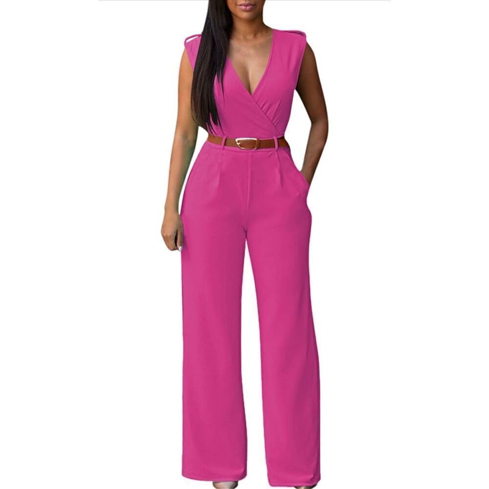 NEW Pink Wide Leg Pant Jumpsuit No Belt XL